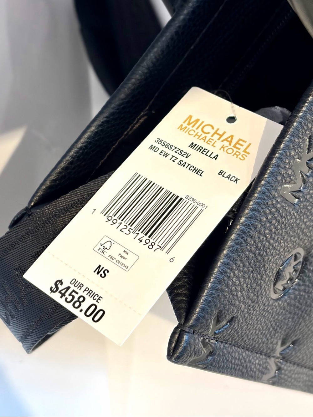 Michael Kors Mirella Medium Logo Debossed Satchel Black - Picture 12 of 12